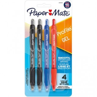 Profile Gel Pen, Retractable, Medium 0.7 mm, Assorted Ink and Barrel Colors, 4/Pack