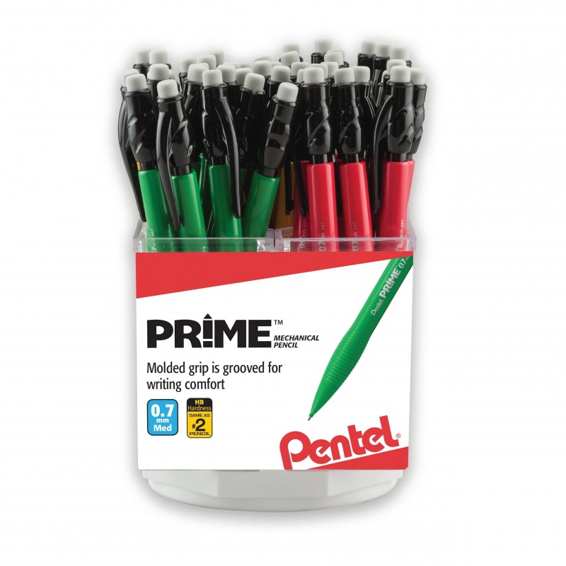 PRIME Mechanical Pencil (0.7mm) Assorted Barrels, Spinner Display - 48 Pieces