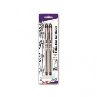 Pentel Arts Slicci (0.25mm) Extra Fine Gel Pen Black Ink 2-Pk
