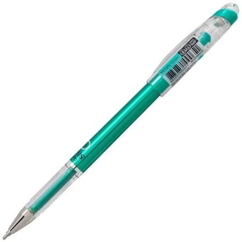 Pentel Arts Slicci METALLIC (0.8mm) Needle Tip Med Gel Pen Green Metallic Ink