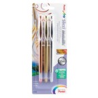 Pentel Arts Slicci METALLIC (0.8mm) Needle Tip Med Gel Pen, Assortd Ink (E/X/Z) 3-Pk
