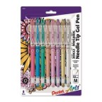 Pentel Arts Slicci METALLIC (0.8mm) Needle Tip Med Gel Pen Assorted Metallic Ink (MB/MC/MD/ME/MP/MV/X/Z), 8-Pk