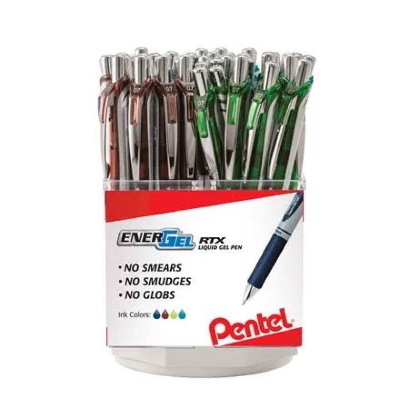 EnerGel RTX Retractable Liquid Gel Pen, (0.7mm) Metal Tip, Medium Line,Orange Ink