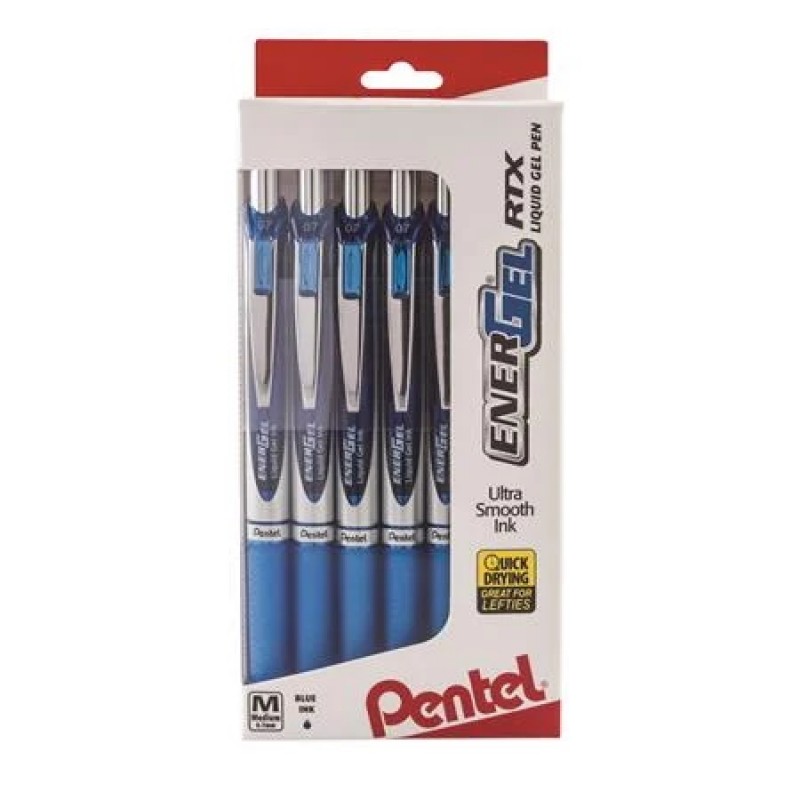 EnerGel RTX Liquid Gel Pen, (0.7mm) Medium Line, Black and Blue Ink- 14-pk plastic box
