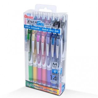 EnerGel RTX Liquid Gel Pen, (0.7mm) Medium Line, Assorted ink- 20-pk plastic box
