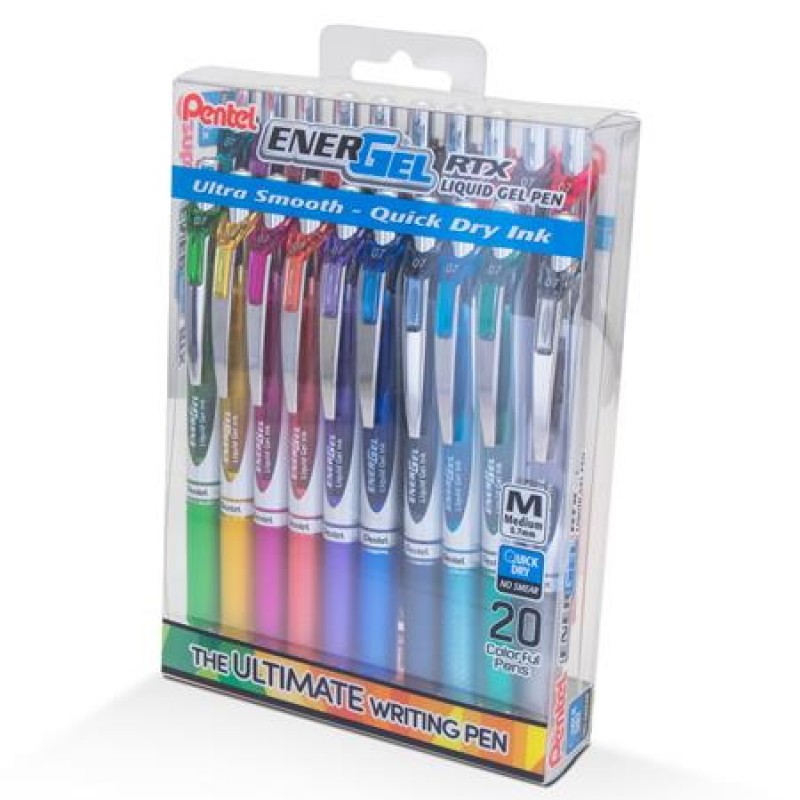EnerGel RTX Retractable Liquid Gel Pen, (0.7mm) Metal Tip, Medium Line, Canister Black Ink, 36pk