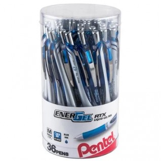 EnerGel RTX Retractable Liquid Gel Pen, (0.7mm) Metal Tip, Medium Line, Canister Violet Ink 36pk