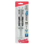 EnerGel Pearl Retractable Liquid Gel Pen, (0.7mm) Metal Tip, Medium Line, Black Ink/Blue Ink 2-Pk