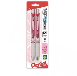 EnerGel Pearl Retractable Liquid Gel Pen, (0.7mm) Metal Tip, Medium Line, Pink Ink/Violet Ink 2-Pk