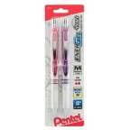 EnerGel Pearl Retractable Liquid Gel Pen, (0.7mm) Metal Tip, Medium Line, Black Accent, Black Ink 3-Pk
