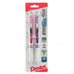 EnerGel Pearl Retractable Liquid Gel Pen, (0.7mm) Metal Tip, Medium Line, Black Accent, Black Ink 3-Pk