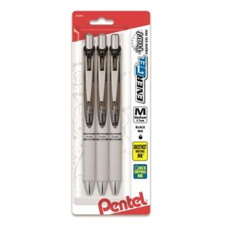 EnerGel Pearl Retractable Liquid Gel Pen, (0.7mm) Metal Tip, Medium Line, Blue Accent, Blue Ink 3-Pk