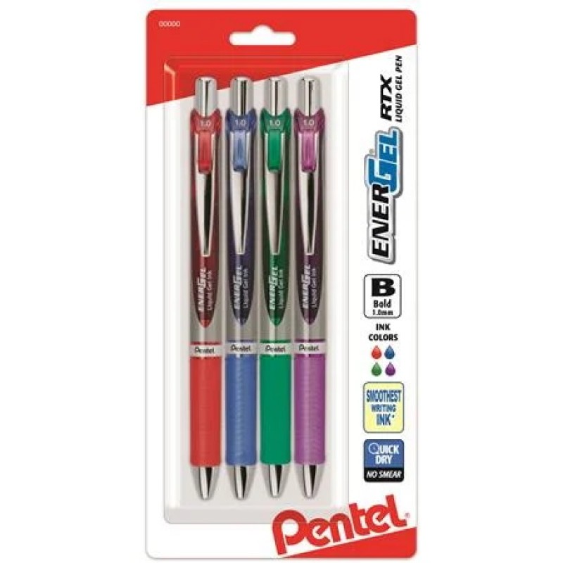 UPC 072512262382 EnerGel RTX Retractable Liquid Gel Pen, (1.0mm) Metal Tip, Bold Line, Asstd Ink (A/B/C/D/V) 5-Pk