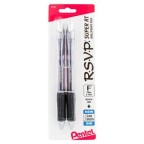 RSVP Super RT Ballpoint Pen, (0.7mm) Fine Line, Black Ink, 2-Pk