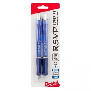 RSVP Super RT Ballpoint Pen, (0.7mm) Fine Line, Blue Ink, 2-Pk