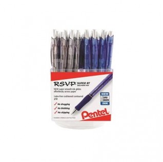 RSVP Super RT Ballpoint Pen, (1.0mm) Medium Line, Black/Blue, Open Stock Square Spinner Display - 42 Pieces