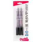 RSVP Super RT Ballpoint Pen, (1.0mm) Medium Line, Black Ink, 3-Pk