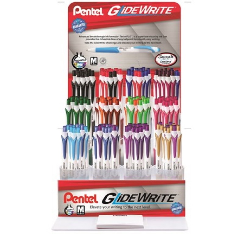 GlideWrite with TechniFlo Ink Ballpoint Pen, (1.0mm) Med. Line, Assorted Ink, 144 Pieces