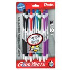 GlideWrite Ballpoint Pen with TechniFlo Ink, (1.0mm) Medium Line, Assorted Ink (2A/2C/2V/B/D/P/S), 10-Pk