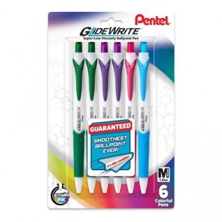GlideWrite Ballpoint Pen with TechniFlo Ink, (1.0mm) Medium Line, Assorted Ink (2D/2V/P/S)