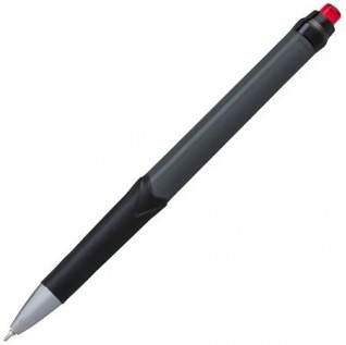 GlideWrite Gun Metal Barrel Ballpoint Pen, (0.7mm), Fine Line, Red Ink
