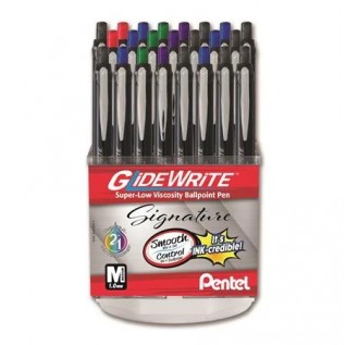 GlideWrite Signature Ballpoint Pen, (1.0mm) Med. Line, Black Barrel, Assorted Ink, Open Stock Display, 48 pcs.