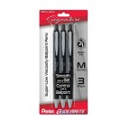 GlideWrite Signature Ballpoint Pen, (1.0mm) medium, black barrel, Black Ink, 3-pk