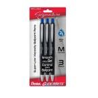 GlideWrite Signature Ballpoint Pen, (1.0mm) medium, black barrel, Blue Ink, 3-pk