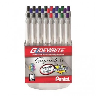 GlideWrite Signature Ballpoint Pen, (1.0mm) Med. Line, Pearl White Barrel, Assorted Ink, Open Stock Display, 48 pcs.