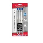 GlideWrite Signature Ballpoint Pen, (1.0mm) medium, white barrel, Blue Ink, 3-pk