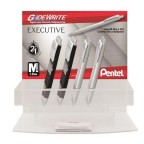 GlideWrite Executive Ballpoint Pen, (1.0mm) Med. Line, Assorted Barrels (10 matte silver, 10 matte black), Black Ink, Open Stock Display, 20 pcs.