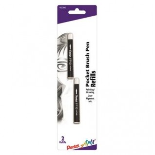 Refills for Pentel Arts Pocket Brush, Gray Pigment Ink, 2-pk
