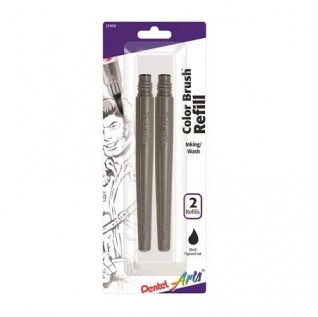 Pentel Arts Color Brush Pigment Refills, Black Ink, 2-Pk