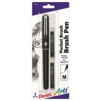 Pentel Arts Pocket Brush Pigment Ink Pen w/ Refills - (1) Pocket Brush Pen, (2) Pigment Ink Refills - Gray
