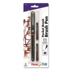 Pentel Arts Pockt Brush Pen, 1 Brush Pen + 2 Refill Cartridges, Sanguine Pigment Ink