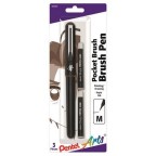 Pentel Arts Pocket Brush Pigment Ink Pen w/ Refills - (1) Pocket Brush Pen, (2) Pigment Ink Refills - Sepia