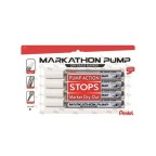 Markathon Pump Dry Erase Marker, Chisel Tip, Black Ink, 4-pk