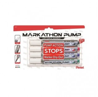 Markathon Pump Dry Erase Marker, Chisel Tip, Assorted Colors (A,B,C,D), 4-pk