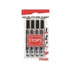 Markathon Pump Permanent Marker, Chisel Tip, Black Ink, 4-pk