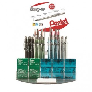Sharp Metallic Mechanical Pencil, (0.7mm) Assorted Colors, Open Stock Display with Lead - 96 Pieces