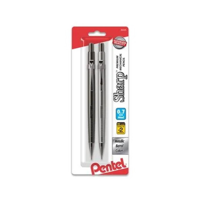 Sharp Mechanical Pencil (0.7mm) Metallic Barrels, Assorted Barrel Colors, 2-Pk