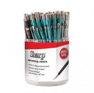 Sharp Mechanical Pencil, (0.9mm) Metallic Barrels, Assorted Barrel Colors (K/N/P/Z), Open Stock Spinner Display - 60 Pieces