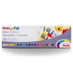 Pentel Arts Water Colors Assorted Colors, 18-Pk