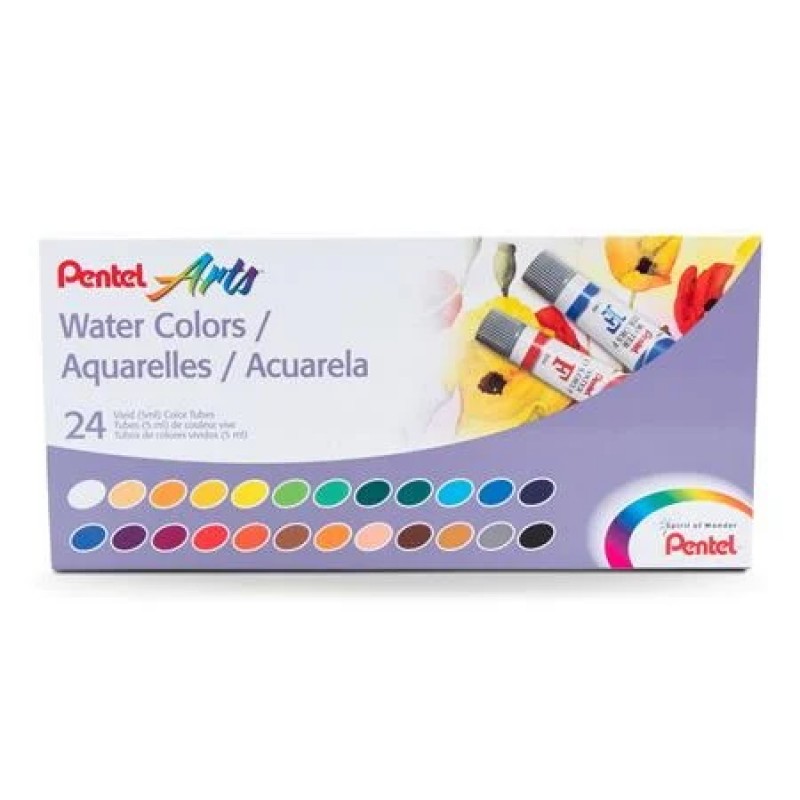 Pentel Arts Water Colors Assorted Colors, 24-Pk