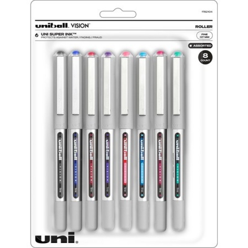 uniball™ Vision Rollerball Pen Bold Pen Point - 0.7 mm Pen Point Size - Assorted Liquid Ink - 8 / Pack