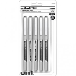 uniball™ Vision Rollerball Pen Fine Pen Point - 0.7 mm Pen Point Size - Black - 5 / Pack