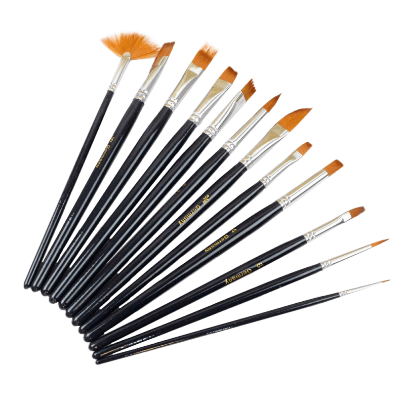 Outop 12pcs nylon hair paint brus set